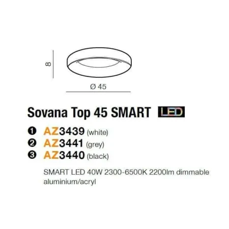 Plafon nowoczesny Sovana 45 SMART AZ3439- AZzardo