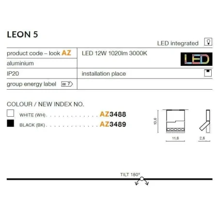 Oprawa sufitowa Leon 5  biała AZ3488 - Azzardo