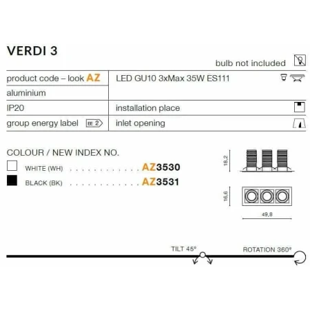 Oprawa do wbudowania Verdi biała AZ3530 - Azzardo