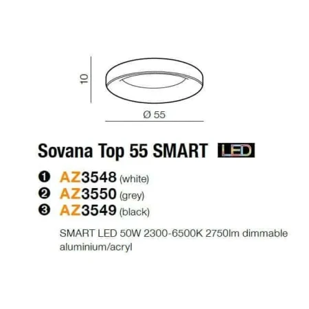 Plafon nowoczesny Sovana 55 SMART AZ3548- AZzardo