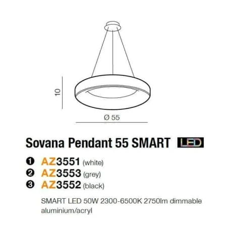 Lampa wisząca RING Sovana 55 SMART AZ3551- AZzardo
