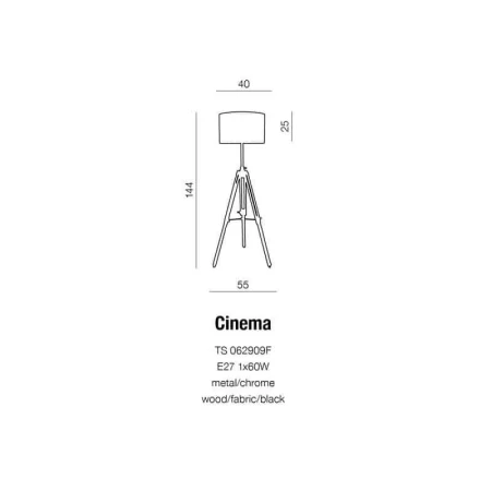 Lampa podłogowa CINEMA czarna AZ0009 - Azzardo