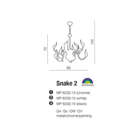 Lampa designerska wisząca SNAKE 2 chrom AZ0043 - Azzardo