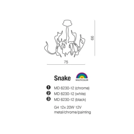 Lampa designerska wisząca SNAKE  biała AZ0045 - Azzardo