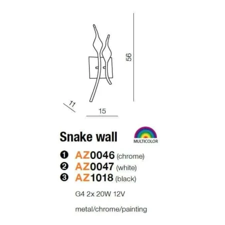 Kinkiet designerski SNAKE chrom AZ0046 - Azzardo