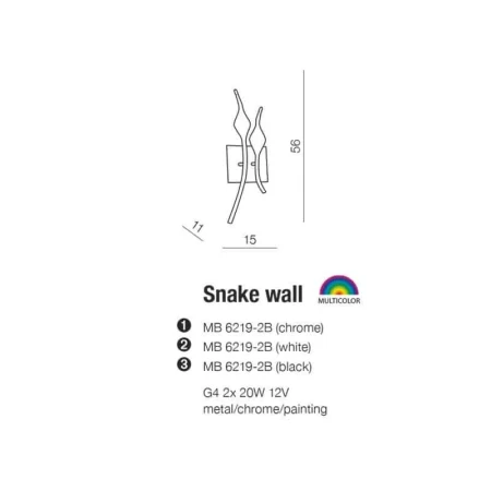 Kinkiet designerski SNAKE  biały AZ0047 - Azzardo