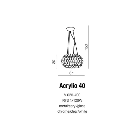 Lampa designerska wisząca ACRYLIO 40 chrom AZ0057 - Azzardo