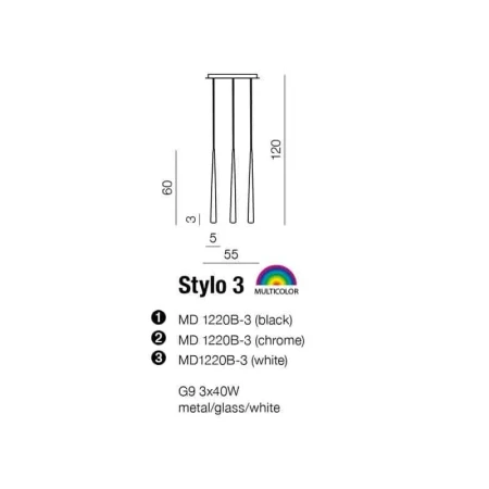 Lampa nad stół wisząca nowoczesna STYLO 3 chrom AZ0133 - Azzardo