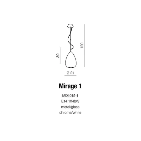 Lampa wisząca nowoczesna MIRAGE 1  biała AZ0156 - Azzardo