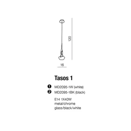 Lampa wisząca nowoczesna TASOS 1  biała AZ0260 - Azzardo