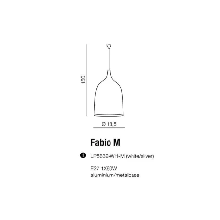 Lampa wisząca nowoczesna FABIO M  biała AZ0300 - Azzardo