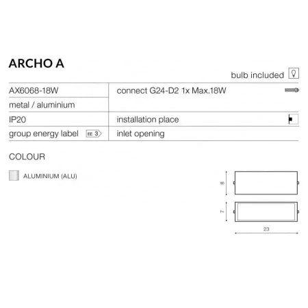 Kinkiet nowoczesny ARCHO 2A srebrny AZ0326 - Azzardo