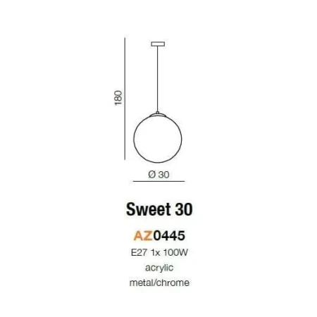Lampa wisząca nowoczesna SWEET 30 chrom AZ0445 - Azzardo