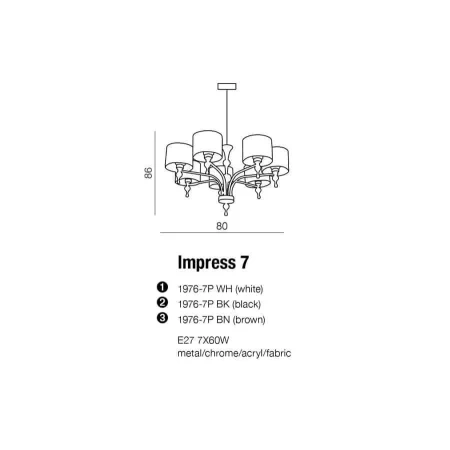 Lampa wisząca abażur IMPRESS 7 czarna AZ0500 - Azzardo