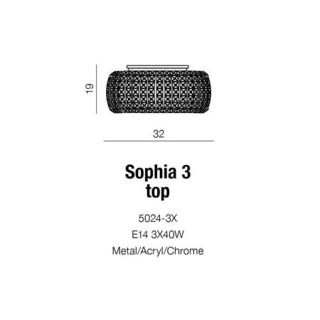 Plafon kryształowy SOPHIA 3 chrom AZ0519 - Azzardo