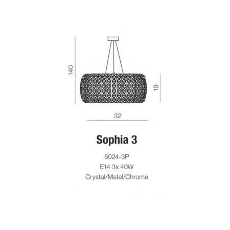 Lampa kryształowa wisząca SOPHIA 3 chrom AZ0520 - Azzardo