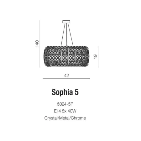 Lampa kryształowa wisząca SOPHIA 5 chrom AZ0522 - Azzardo