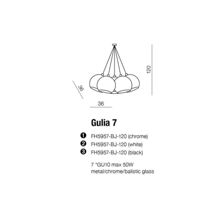 Lampa wisząca nowoczesna GULIA 7 czarna AZ0635 - Azzardo