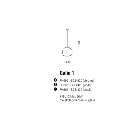 Lampa wisząca nowoczesna GULIA 1 chrom AZ0641 - Azzardo