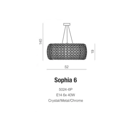 Lampa kryształowa wisząca SOPHIA 6 chrom AZ0697 - Azzardo