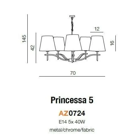 Lampa wisząca abażur PRINCESSA 5 beżowa AZ0724 - Azzardo