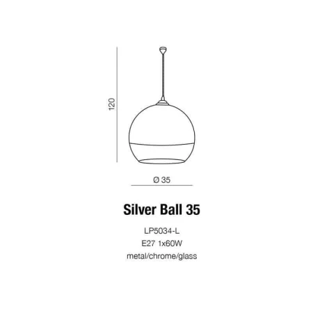 Lampa designerska wisząca SILVER BALL 35 chrom AZ0732 - Azzardo