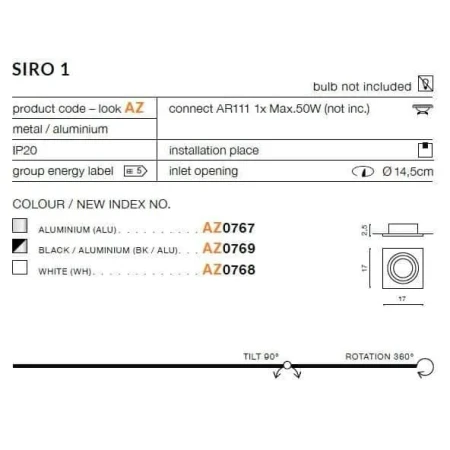 Oprawa do wbudowania SIRO 1 srebrna AZ0767 - Azzardo