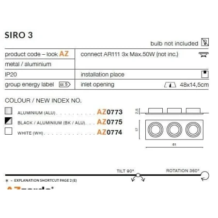 Oprawa do wbudowania SIRO 3 srebrna AZ0773 - Azzardo