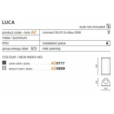 Kinkiet LUCA grafitowy AZ0777 - Azzardo