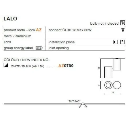 Lampa ścienno-sufitowa LALO  biała AZ0789 - Azzardo