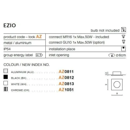 Oprawa do wbudowania EZIO czarna AZ0812 - Azzardo