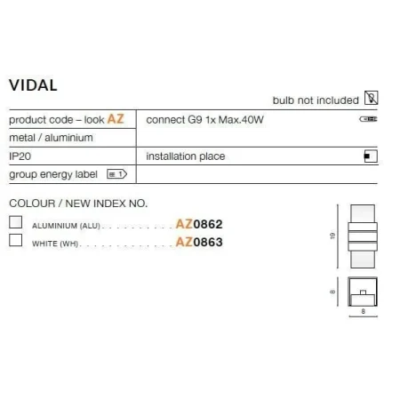 Kinkiet nowoczesny VIDAL srebrny AZ0862 - Azzardo