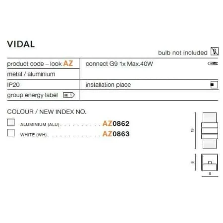 Kinkiet nowoczesny VIDAL  biały AZ0863 - Azzardo