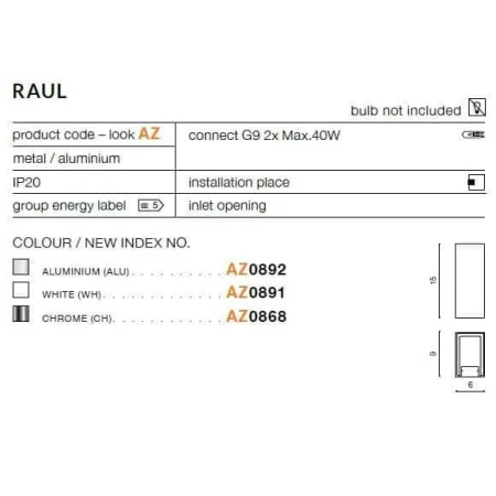 Kinkiet nowoczesny RAUL srebrny AZ0892 - Azzardo
