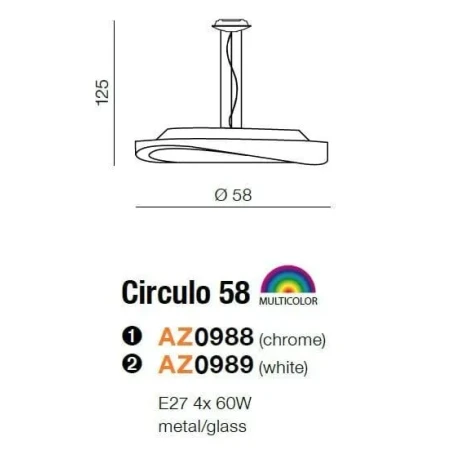 Lampa wisząca nowoczesna CIRCULO 58 chrom AZ0988 - Azzardo