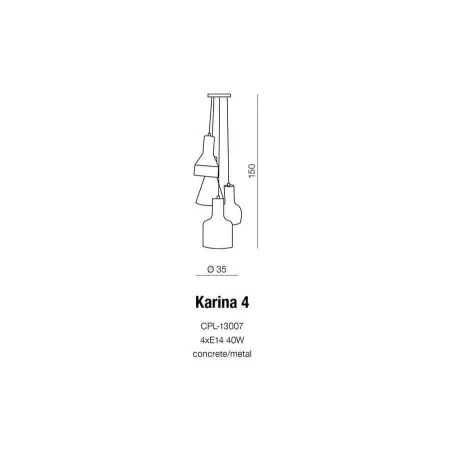 Lampa loft wisząca KARINA 4 szara AZ1030 - Azzardo