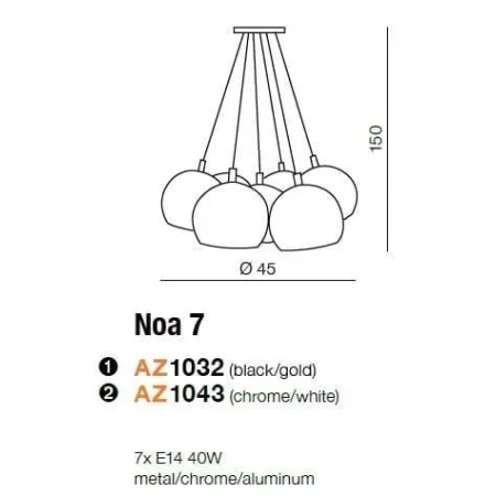 Lampa wisząca nowoczesna NOA 7 czarna AZ1032 - Azzardo