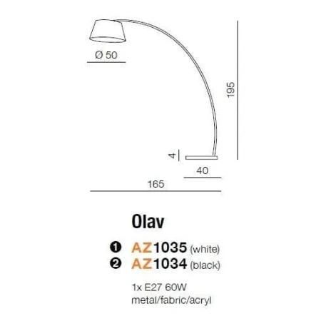 Lampa podłogowa OLAV czarna AZ1034 - Azzardo