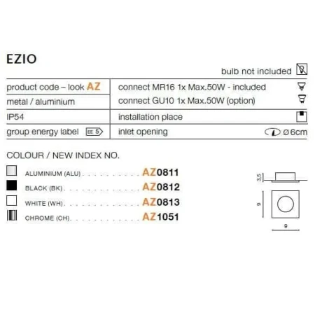 Oprawa do wbudowania EZIO chrom AZ1051 - Azzardo