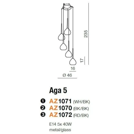 Lampa wisząca nowoczesna AGA 5  biała AZ1071 - Azzardo