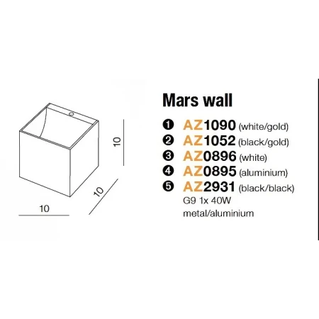 Kinkiet nowoczesny MARS  biały AZ1090 - Azzardo