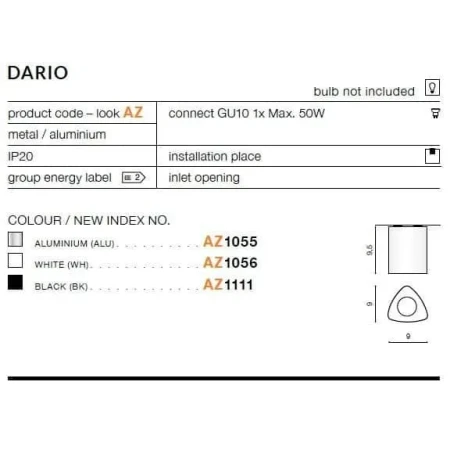 Oprawa sufitowa DARIO czarna AZ1111 - Azzardo