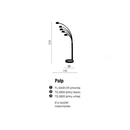 Lampa podłogowa PALP chrom AZ1122 - Azzardo