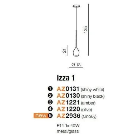 Lampa wisząca nowoczesna IZZA 1 czarna AZ1220 - Azzardo