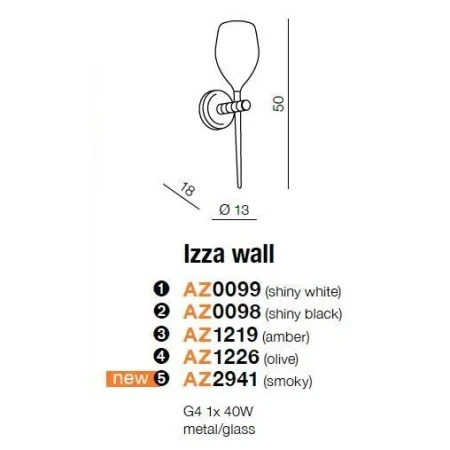 Kinkiet nowoczesny IZZA czarny AZ1226 - Azzardo
