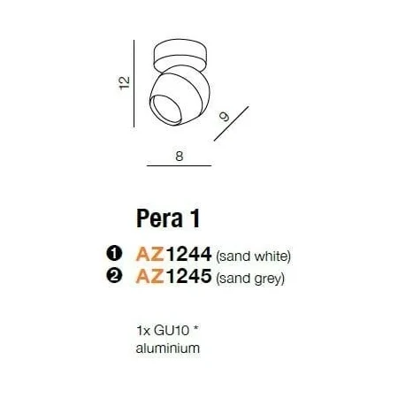 Oprawa sufitowa PERA 1 szara AZ1245 - Azzardo