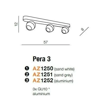 Oprawa sufitowa PERA 3 srebrna AZ1252 - Azzardo