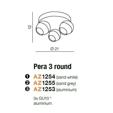Oprawa sufitowa PERA 3 szara AZ1255 - Azzardo