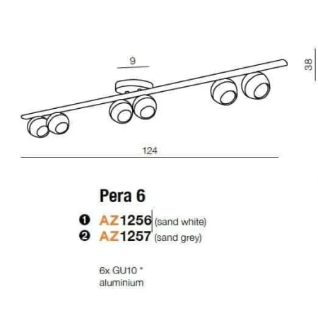 Oprawa sufitowa PERA 6 szara AZ1257 - Azzardo