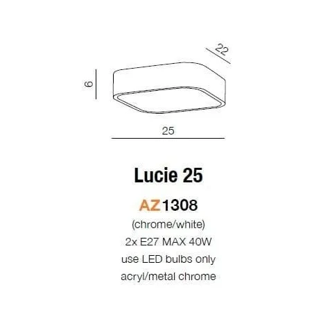 Plafon nowoczesny LUCIE 25 chrom AZ1308 - Azzardo